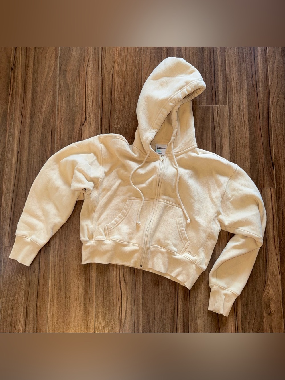TNA Sweatfleece Boyfriend fit Cream Full-Zip Hoodie